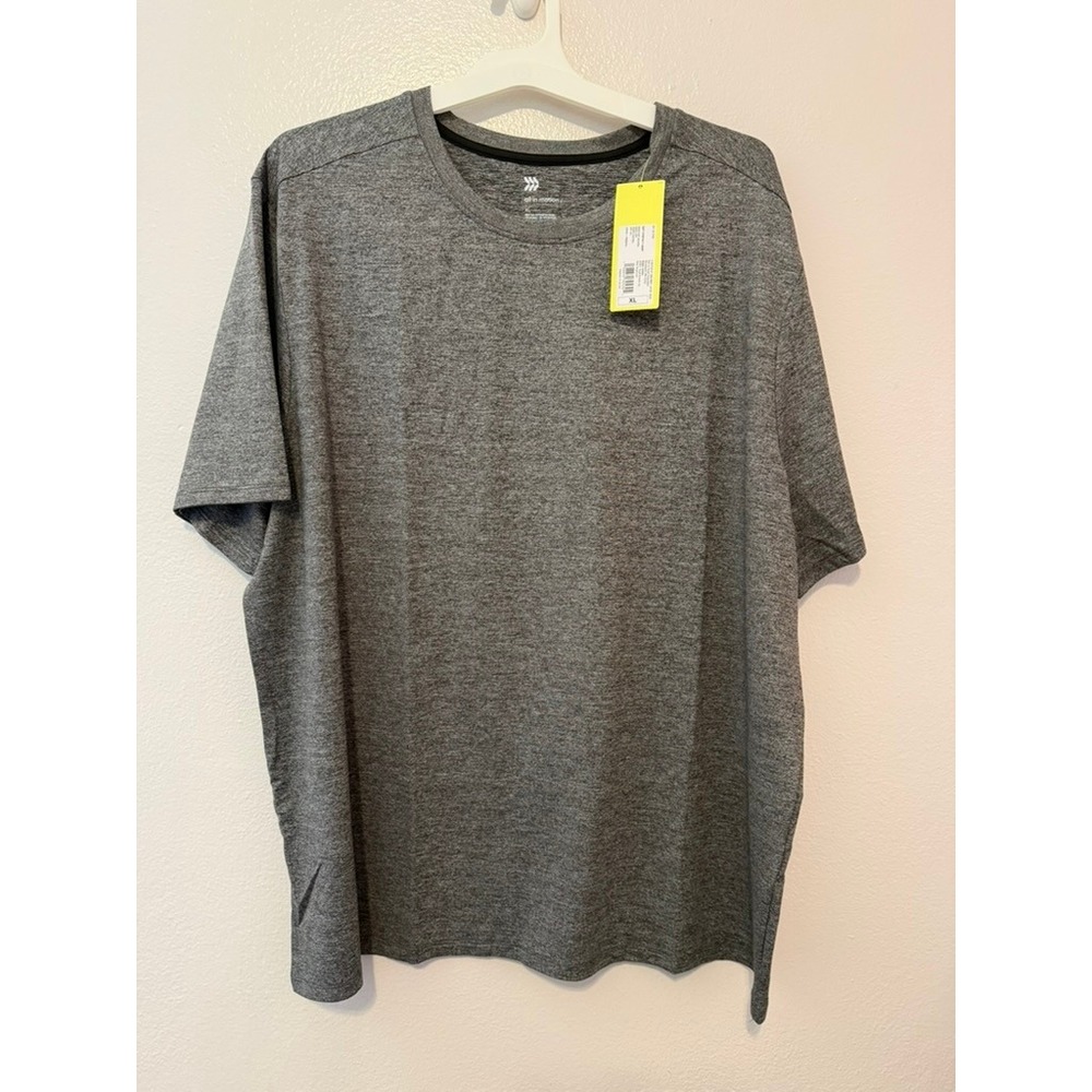 All in Motion Mens Soft Stretch T-Shirt Gray Heather Active Crewneck XL - Picture 1 of 3